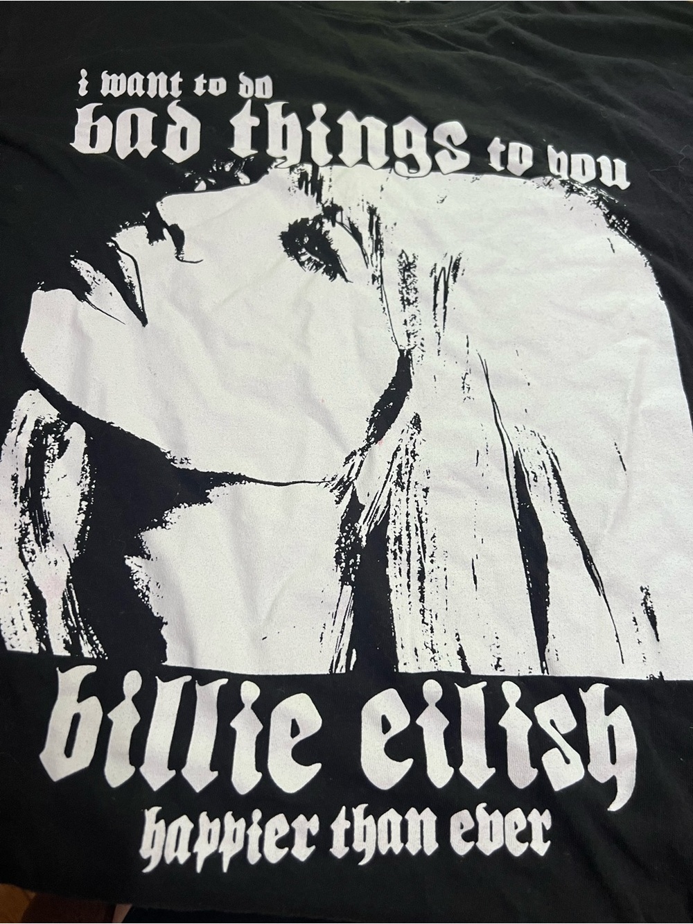 Billie Eilish Black Graphic Short Sleeve Tee - 'Bad Things'